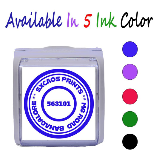 SXCAOS Compact Round Flash Stamp Pre-Inked (40x40 MM, Blue Ink)