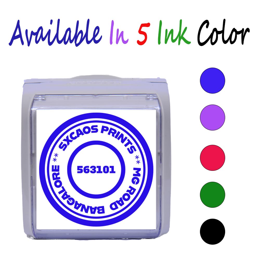 SXCAOS Compact Round Flash Stamp Pre-Inked (40x40 MM, Blue Ink)