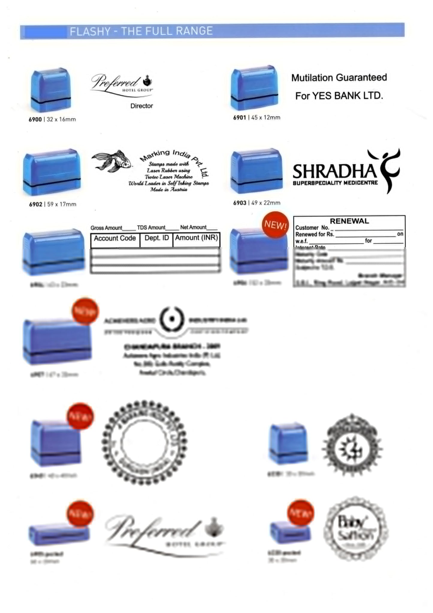SXCAOS Compact Round Flash Stamp Pre-Inked (40x40 MM, Blue Ink)